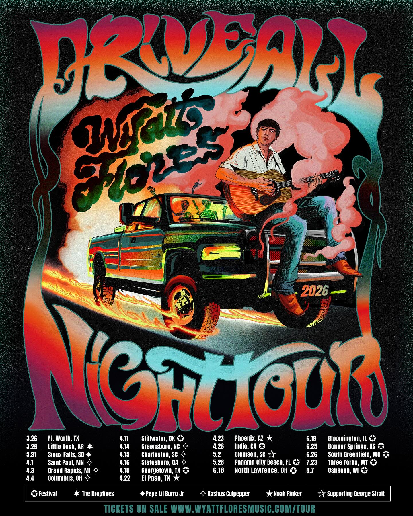 Wyatt Flores Drive All Night Tour Poster 2026